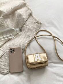 1个A-Z字母DIY休闲时尚简约单肩斜挎小包，时尚小方包简约西式小众手提包可爱休闲单肩斜挎包，适合女孩参加派对、日常使用，甜美可爱的小方斜挎包 - 彩色 - 查看 8