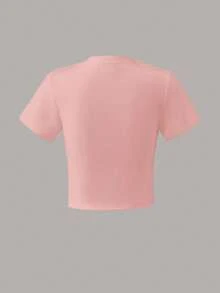 Girls' Bunny Graphic Cropped Tee - Leopard Bandana Glasses Bubble Print Y2K Streetwear Summer Skate Hangout Friend Gathering Top - Pink - View 3