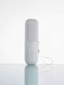 1pc Portable Makeup Brush Holder, Travel Toothbrush Case, Pen Holder Set, Multi-Function Covered Wash Cup, Vertical Striped Compact Travel Organizer Box For Toothbrush, Toothpaste, Lipstick, Makeup Brushes And More,Room Decor - Pink - View 16