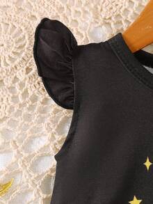 2件套女婴斋月风格无袖印花连衣裙+斜挎背包 - 黑色 - 查看 4