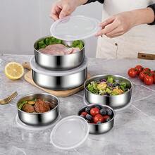 10 Piece Set Of Stainless Steel Fresh-Keeping Box With 5 Lids And 5 Containers, Multi Size Set Of Bento Box - Dishwasher Compatible, Multifunctional Food Storage Container, Stylish Metal Texture Design, Suitable For School Lunch Boxes, Outdoor Camping, Hiking, And Home Kitchen Use - Ideal Gift For Back To School Season And Summer Celebrations - Silver - View 4
