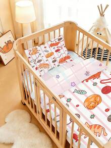 1 Set Of Woolen Cat And Baby Duvet Covers, Made Of Polyester Material And Digitally Printed, Suitable For Babies, Gifts, All Seasons, Animals, Baby Beds, Including 1 Double-Sided Duvet Cover And 1 Single-Sided Pillowcase. - Multicolor - View 4