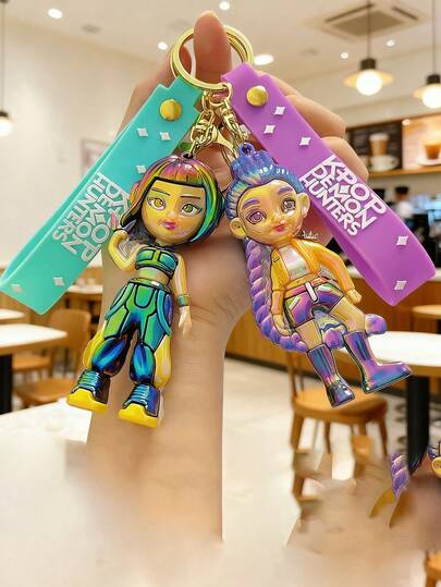 Mattel 一套可爱韩式圣诞钥匙扣，卡通吊坠，适合女孩，包括Mira、Zoey、Rumi钥匙扣、老虎钥匙扣、情侣钥匙扣、动漫手机挂件、包包配饰、送朋友的礼物（硅胶制品，轻微色差属正常现象）