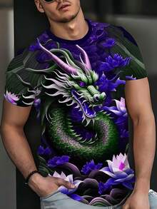 必备单品！龙荷印花T恤，街头风短袖时尚 - 彩色 - 查看 3