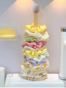 Organizador de gomas de pelo de madera de alta calidad, adecuado para almacenar gomas de pelo, cintas y otros accesorios para el cabello, esencial para volver a la escuela - Multicolor - Ver 3