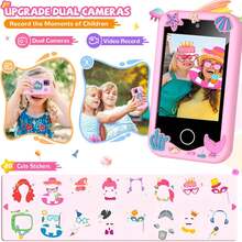 2.8英寸触摸屏双摄像头8GB多功能儿童玩具手机，内置音乐/有声读物，电池续航时间长，是2026年送给3-12岁男孩女孩的最佳圣诞礼物 - 彩色 - 查看 10