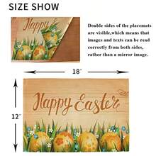 Easter Placemats Set Of 6 Happy Easter Eggs Flowers Placemat Table Place Mats For Dining Kitchen Table Washable - Pattern 1 - View 6