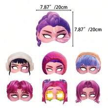 6/12个装 K-Pop 猎人女巫狩猎女团纸面具，2026 新款，半脸 Cosplay 收藏品，适合 K-Pop 主题派对/化装舞会/生日和圣诞节礼物，K-Pop 女团粉丝应援拍照道具 - A - 查看 8