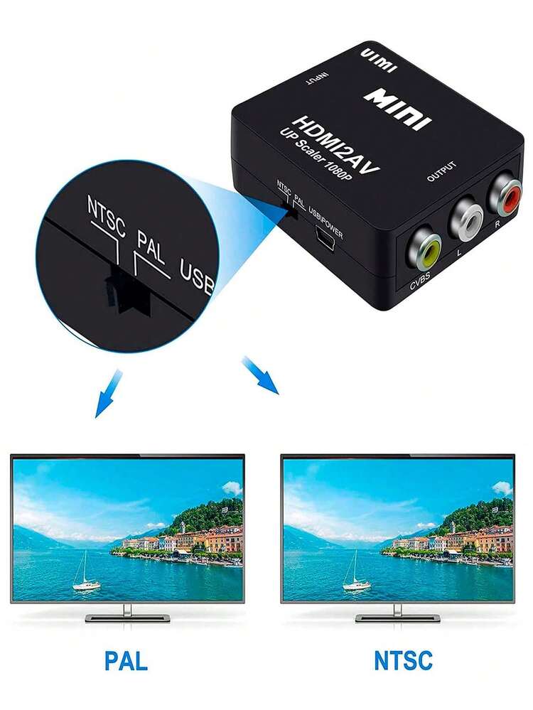 Convertidor De HDTV A RCA - AV Audio Vídeo Adaptador Para TV - Negro - Añade 4