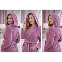 100% Cotton Unisex Bathrobe – Soft, Breathable Fabric With Comfortable Fit In S-M-L-XL Sizes MADE IN TURKEY - Rusty Rose - View 5