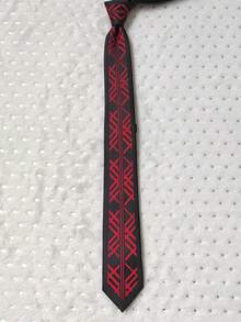 Men's Slim 3D Tie With Glitter, Slim (6cm), Casual Fabric. - Red - View 2