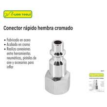 CONECTOR RÁPIDO CROMADO HEMBRA 0873 LION TOOLS | ACCESORIO PARA CONEXIÓN DE MANGUERA - Plateado - Ver 1