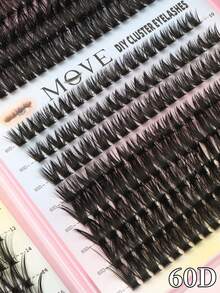 640片装30+40+50+60D卷翘度假睫毛册，混合长度簇状假睫毛，可重复使用，自然蓬松，DIY睫毛嫁接，提升妆容，适合日常、派对、旅行、节日礼物，手工制作，猫眼假睫毛 - D - 查看 8