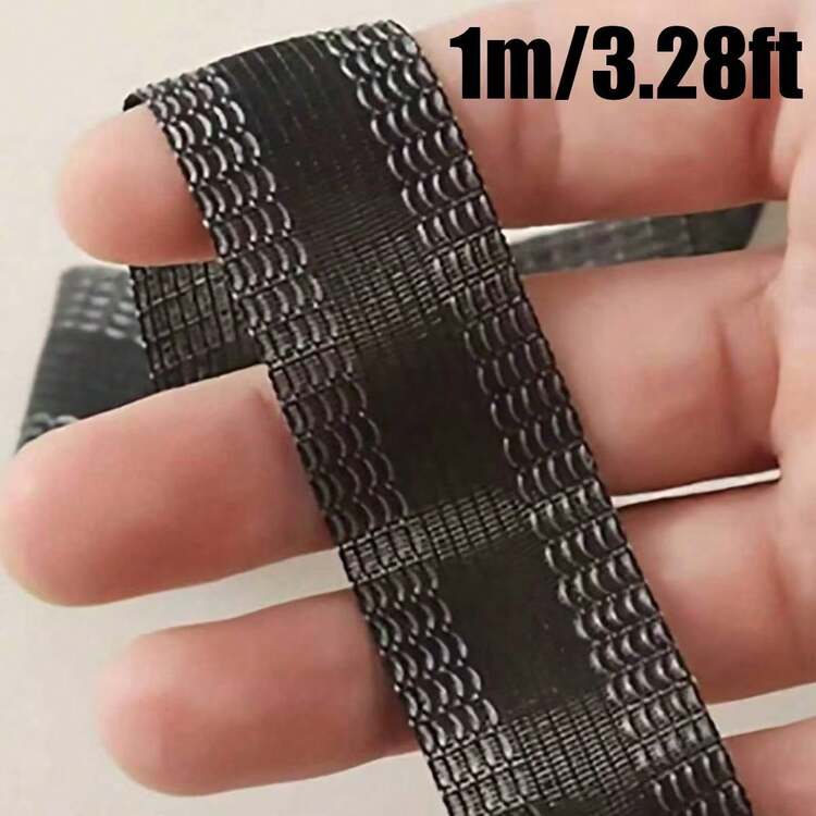 10m/5m/3米/1米 燙貼式褲腳貼布，自黏式褲腳貼紙，褲腳縮短修補貼片，DIY縫製布料免剪褲腳貼紙，褲腳縮短貼紙，適用於縮短牛仔褲、長褲、衣物、裙子及DIY縫製 - 黑色 - 查看 10