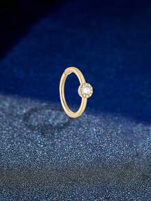 925纯银单鼻环，精致女士鼻环饰品 - 金黃色 - 查看 6