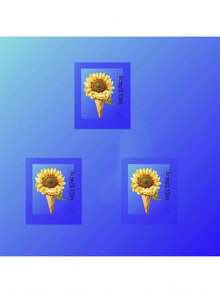 1片/2片/3片装华夫饼筒和向日葵印花布贴，可熨烫和水洗，适用于T恤、牛仔裤、毛衣、手提包、枕头、靠垫、皇后尺寸 - L - 查看 3