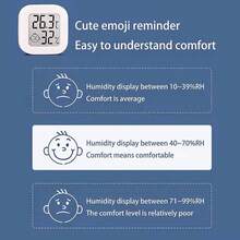 2个高精度迷你温湿度计，室内家用爬行动物电子温湿度计，车载温度计，带大液晶显示屏的数字花园温湿度计 - 白色 - 查看 8