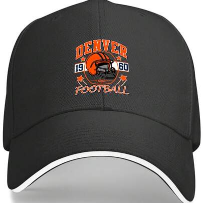 Vintage  Versatile Casual Sandwich Baseball Cap, With Denver Football Retro Game Day, Breathable For Food Delivery, Gym, Everyday