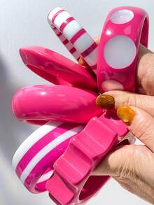 1件奢华镂空花朵手镯，玫瑰粉色多元素串珠设计，适合女性日常佩戴，是送给朋友和母亲的理想珠宝礼物。 - 多色B - 查看 10