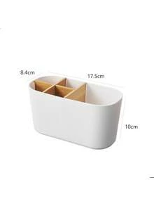 The 2026 New Bathroom Toothbrush Holder Storage Bucket, Bathroom Toothbrush Holder, Toothpaste Toothbrush Holder, Toiletries Storage Rack, And A 5-Grid Desktop Storage Are Suitable For Desktop Storage In Bedrooms And Living Rooms, As Well As Storage Boxes For Various Small Items. Removable Partition Board Storage Box - Multicolor - View 3