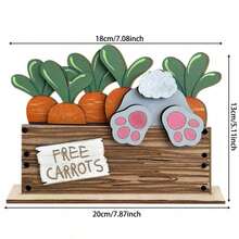 1 món đồ trang trí để bàn bằng gỗ chủ đề Phục Sinh mùa xuân, hình thỏ Phục Sinh và cà rốt, tượng thỏ Phục Sinh dễ thương, thích hợp cho lễ Phục Sinh, các bữa tiệc và các dịp trang trí bàn làm việc và nhà cửa khác. - Nhiều màu - Xem 6