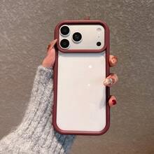 Simple Transparent Acrylic Phone Case Compatible With IPhone 17 Pro Max/17 Pro/17 Air/17/16 Pro Max/16/16 Pro/16 Plus/16E/15/15 Plus/15 Pro/15 Pro Max/11/12/13/14 Pro Max/11 Pro/11 Pro Max/12 Pro/12 Pro Max/13 Pro/13 Pro Max/7 Plus/14 Pro/14 Pro Max/14 Plus Hard Case - Burgundy - View 3