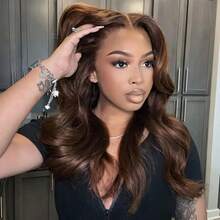 30 Inch Plug And Play 5*5 Lace Closure Wig, 200% Density 13x4 Lace Front Wig With Baby Hair For Women, 4 Brown Wavy Mixed Texture Wig, Pre-Trimmed With Baby Hair Natural Hairline, 8-34 Inch Natural Black Bob Wig - Brown - View 4