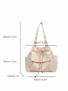 Large Capacity Casual Tote Bag For Women, Versatile For Daily Commute - Beige - View 6
