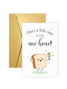 1pc New Home Card, Creative Housewarming Greeting Card With Envelope, Interesting Paper, New Apartment Card, Congratulations New House Card, Housewarming Gift - Multicolor - View 1