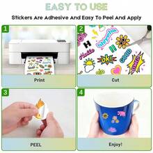 20pcs A4 Printable Vinyl Sticker Paper, Matte Waterproof Self-Adhesive Labels, White Vinyl Sheets Suitable For Cutting Machines, Inkjet Printers, DIY Crafts, Water Bottles, And Small Business Labeling (8.3x11.7 Inches) - 10ps - View 4