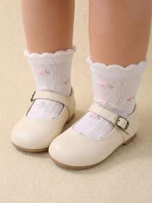 24/12/6 双装粉白相间郁金香蝴蝶结双层蕾丝婴儿袜，0-36 个月女童洛丽塔公主风袜子，镂空设计搭配玛丽珍鞋，超柔软弹力透气日常袜，适合春夏各种场合，婴儿袜，女童袜，公主袜，蕾丝袜，船袜，返校礼物，派对装扮，女童衣橱系列 - 彩色 - 查看 5