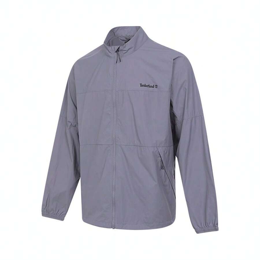 Timberland 男士防风防紫外线DWR防水夹克，梭织连帽夹克 - 灰色 - 查看 1