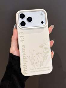 1pc Minimalist Christian Bible Verse Letter Slogan Pattern Soft Phone Case, Fits 11/12/13/14/15/16/17 Pro Max - Multicolor - View 1