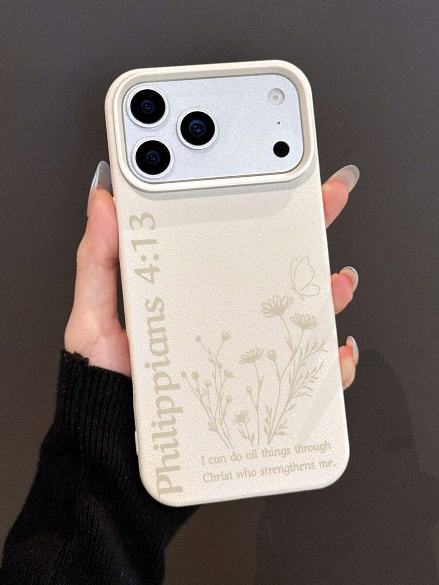 1pc Minimalist Christian Bible Verse Letter Slogan Pattern Soft Phone Case, Fits 11/12/13/14/15/16/17 Pro Max - Multicolor - View 1