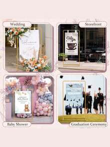 71"X31.5"X20" Adjustable Wedding Welcome Sign Stand With 2 Leather Straps, Gold Display Easel, Customizable For Baby, Bride, Valentine's Day - Gold and White - View 6