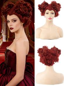 14英寸红皇后假发，适合女孩、女士，耐热合成纤维，适用于万圣节、角色扮演、派对等场合。 - 彩色 - 查看 8