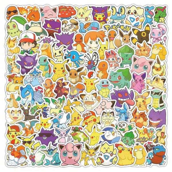 Pokemon Pokémon 50 Unique Stickers. Cartoon Decorative Stickers Featuring All Series Of Pokemon Such As Pikachu And Eevee. 50 Non-Repetitive Stickers, Wear-Resistant . They Can Be Used To Decorate Suitcases, Phone Cases, Skateboards, Notebooks, Water Cups, Helmets, Hand Accounts, Storage Boxes, Bicycles, And Game Consoles.