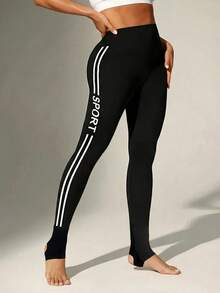 1件装女士侧边运动紧身裤，休闲日常健身套装 - 黑色 - 查看 5