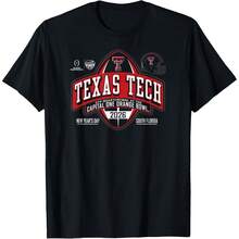 Texas Tech Red  Orange Bowl 2025-26 CFP Quarter Black T-Shirt All Seasons,220g Pure Cotton Single-Sided Printed Crew Neck Short-Sleeved T-Shirt,Unisex Top,Base Layer - 顏色9 - 查看 1