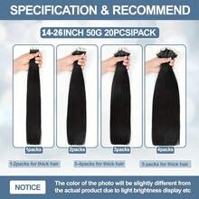 26英寸隐形胶带式真人发接发，自然黑色，每包50克/20片，胶带式粘合剂 - Natural Black - 查看 5