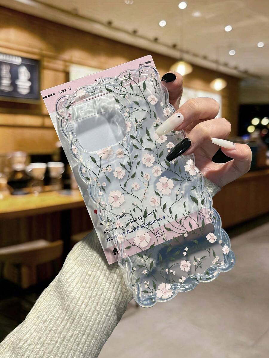 Floral Painted Braided Wave Edge Minimalist High-End TPU Painted Anti-Drop Phone Case Compatible With IPhone 17pro/17Air /17/17promax 16/11/16pro/16plus/16promax/16e/15Promax/13/14/12/XS/XR/7G/8PXR /7/8, Painted TPU Anti-Drop Soft Case Compatible With IPhone 15Promax, 13, 14, 11, X, 12/14 Painted TPU Anti-Drop Soft Case - Multicolor - View 1