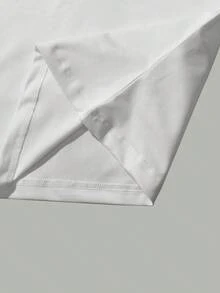 Women's Casual Letter Pattern Contrast Trim Short Sleeve Top, Summer - White - View 5