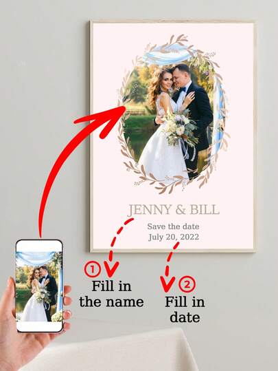 1 Customizable Optional Frame High-Definition Oil Painting Poster, Personalized Canvas Poster, Customized Photos, Shared Your Favorite Memories And Most Precious Moments, Perfect Gift For Friends And Family, Wall Art For Anniversary, Valentine's Day