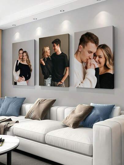 Set de 3 impresiones en lienzo personalizadas, póster sin marco, arte en lienzo enmarcado acogedor para interiores, regalos para el Día de San Valentín, aniversario de bodas, Día de la Madre, Día del Padre, recuerdos personalizados, adecuado para la decoración del dormitorio