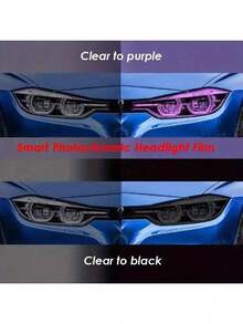 1pc 30cm*100cm Car TPU Photochromic Headlight Film, Taillights Tint Changing Lens Protector Film, UV Responsive TPU Car Light Protection Cover - Waterproof, Scratch-Resistant, Color Changing, Improve Visibility, Tint Black In Daytime And Transparent At Night - One Size - View 8