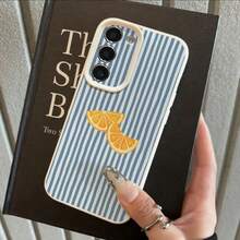 1个TPU材质夏季清新可爱橙蓝条纹图案防震软手机壳，兼容三星A05s、A12、A13、A14、A14 4G、A15、A21s、A23、A25、A32、A32 5G、A34、A35、A50s、A51、A52、A53、A54、A55、A71、A72、A73、S10、S20 FE、S20 Ultra、S21 Ultra、S22、S22+、S23、S24、红米10C、12C、Note 10、11、12、13 Pro Plus、Note 8、9 Pro - 白色 - 查看 1