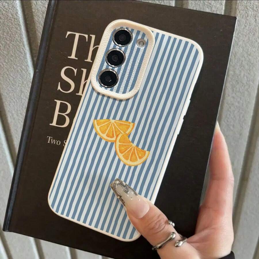 1个TPU材质夏季清新可爱橙蓝条纹图案防震软手机壳，兼容三星A05s、A12、A13、A14、A14 4G、A15、A21s、A23、A25、A32、A32 5G、A34、A35、A50s、A51、A52、A53、A54、A55、A71、A72、A73、S10、S20 FE、S20 Ultra、S21 Ultra、S22、S22+、S23、S24、红米10C、12C、Note 10、11、12、13 Pro Plus、Note 8、9 Pro - 白色 - 查看 1