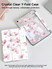 Cherry Blossoms Pattern Tablet Case Compatible With IPad Air 11-Inch M3 2025 / M2 2024, IPad Air 5th Generation 2022 , IPad (A16) 11 Inch 11th Generation 2025,Compatible With Samsung Galaxy Tab,Kindle Paperwhite 12th Gen 2024, Clear Back ,Fashion Pattern Protective Case,Autlueomatic Sleep And Wake-Up Function, Airbag Protection, Suitable For Gifts And Office Use - Multicolor - View 5
