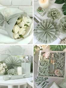 50张 - 20英寸 x 14英寸 绿色礼品包装纸，适用于DIY手工、礼品包装、生日、婚礼、节日装饰，防水哑光纯色礼品包装纸，绿色礼品包装纸 - 草綠色 - 查看 8