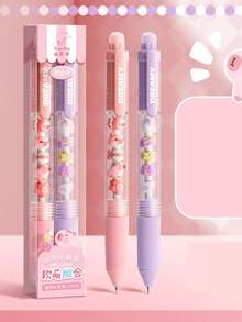 2 PCS Diy String Erasable Neutral Pen, Black Quick Drying Smooth And High Aesthetic Ballpoint Pen - Multicolor - View 13